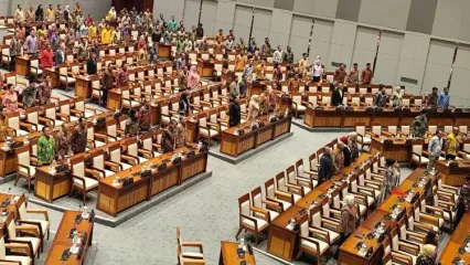 Suasana Rapat Paripurna ke-6 Masa Sidang I Tahun 2025-2026 di Kompleks Parlemen, Jakarta, Kamis (2/10/2025).