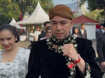 Utusan Presiden Raffi Ahmad bersama Nagita Slavina mendatangi Istana, Jakarta, Minggu (17/8/2025). 